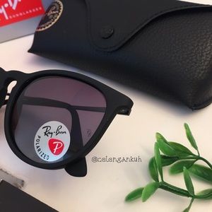 Rayban matte black polarized sunglasses.